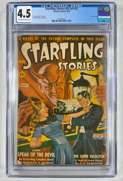 STARTLING STORIES #26 (v9 #2) CGC 4.5 - 1943 - SATAN COVER BY EARLE K. BERGEY - STANDARD - GOLDEN AGE - PULP MAGAZINE