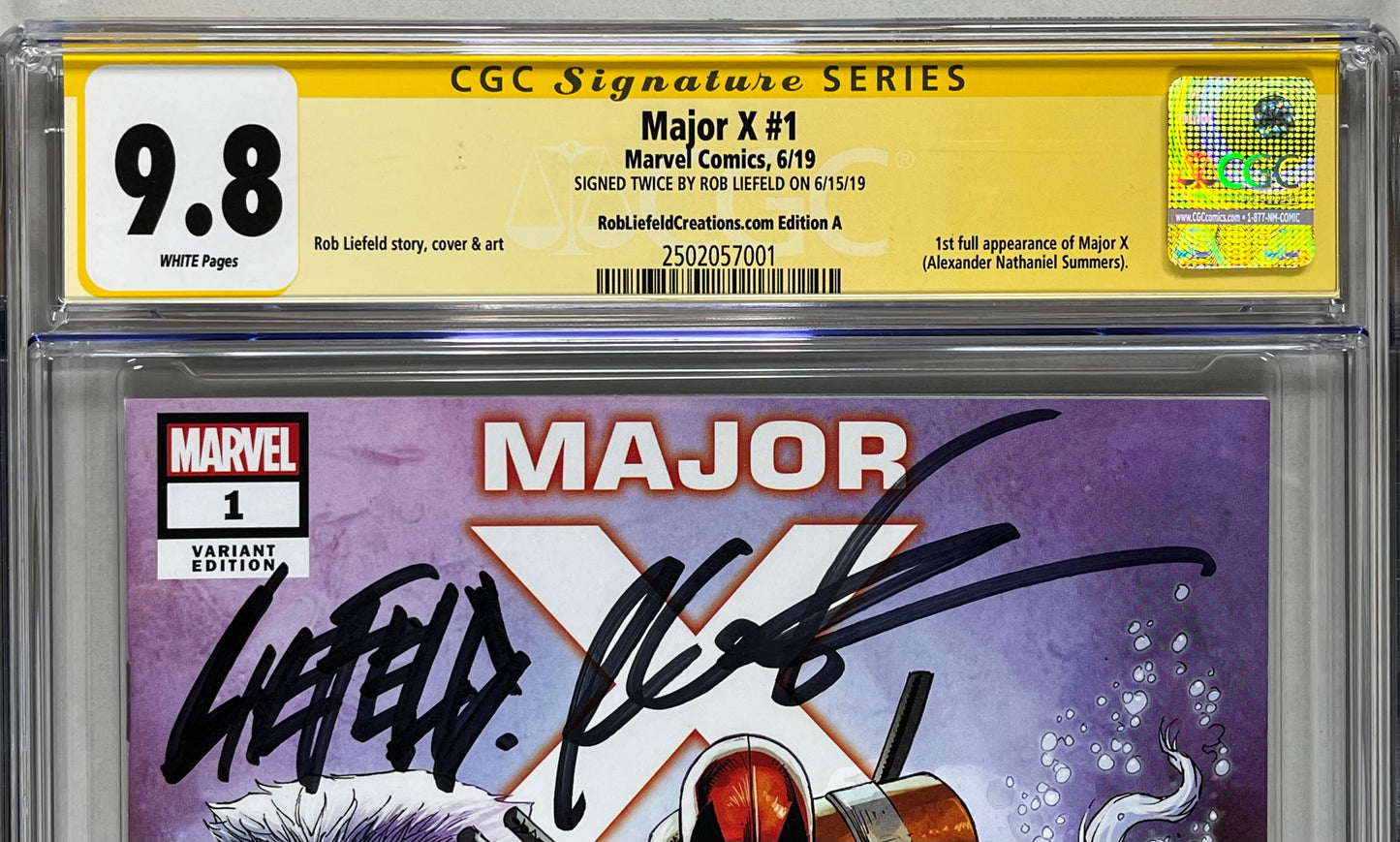 MAJOR X #1 CGC SS 9.8 - 2019 - ROBLIEFELDCREATIONS.COM EDITION A - SIGNED 2x BY ROB LIEFELD - MARVEL COMICS