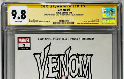 VENOM #3 CGC SS 9.8 - 2018 - 1ST FULL APPEARANCE OF KNULL - SIGNED BY DONNY CATES & RYAN STEGMAN