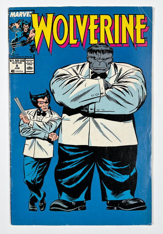 WOLVERINE #8 - 1989 - VG - CLASSIC HULK COVER - MARVEL COMICS