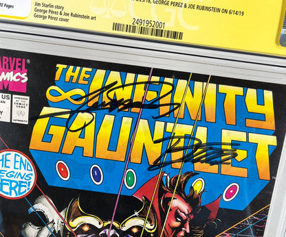 INFINITY GAUNTLET #1 CGC SS 9.8 - 1991 - SIGNED 4x PEREZ, STARLIN, LIM, AND RUBINSTEIN - MARVEL COMICS