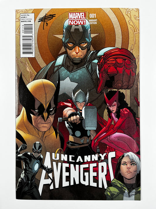 UNCANNY AVENGERS #1 - 2012 - VF/NM - SARA PICHELLI VARIANT - SIGNED BY RICK REMENDER - MARVEL COMICS