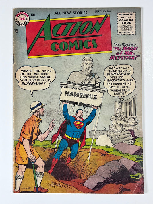 ACTION COMICS #208 - 1955 - VG+ - MR. MXYZPTLK APPEARANCE - GOLDEN AGE