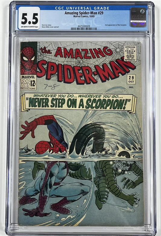 AMAZING SPIDER-MAN #29 CGC 5.5 - 1965 - 2ND APPEARANCE OF SCORPION - SILVER AGE