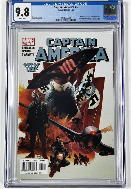 CAPTAIN AMERICA #6 CGC 9.8 - 2005 - 1ST APPEARANCE OF WINTER SOLDIER - MARVEL COMICS