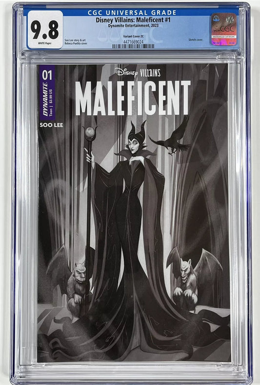 DISNEY VILLAINS: MALEFICENT #1 CGC 9.8 - 2023 - REBECA PUEBLA SKETCH VARIANT ZC